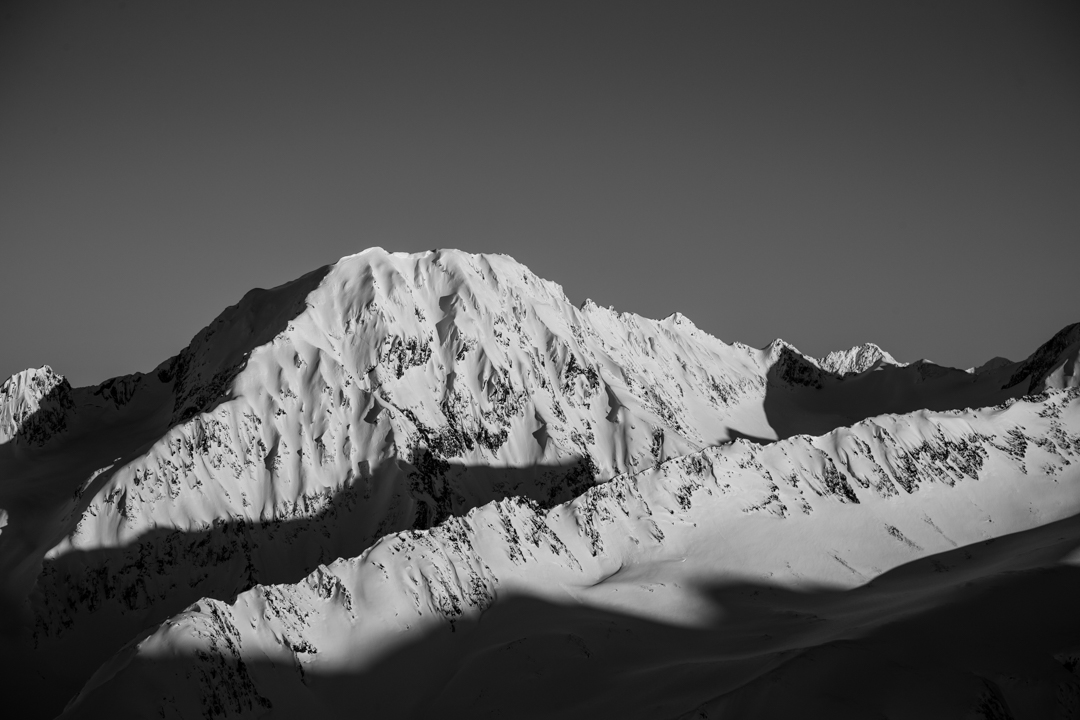 Black and white mountains in Alaska.